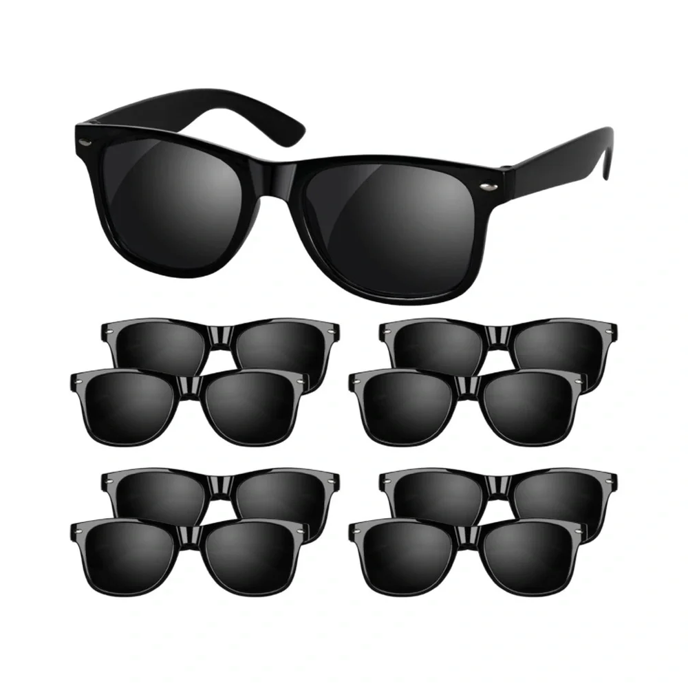 8 Pack of Classic Black Sunglasses Set with UV Protection for Summer Beach Party